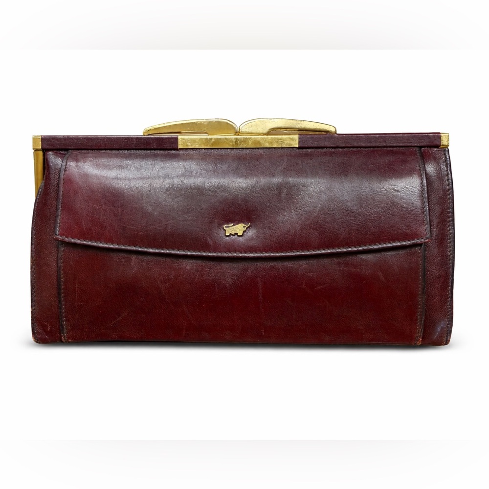 Braun Büffel‎ Vintage Burgundy Leather Frame Clutch Wallet